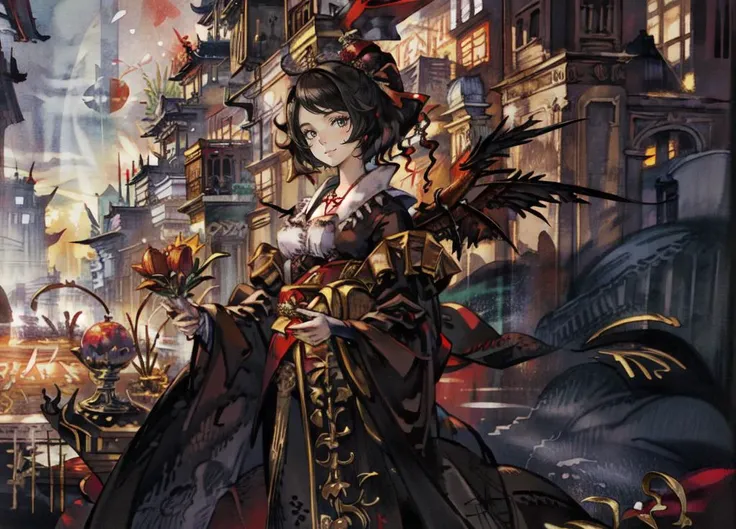 (masterpiece:1.2) (best quality) (detailed) (wallpaper) (cinematic lighting) (sharp focus)<lora:symphonyOfTheNight_v10:0.8>, SotnStyle, 1girl, solo, (flandre scarlet), castle, blood moon, dark, gothic, grin, v-shaped eyebrows, fangs, masterpiece, best quality,<lora:sunAndShadow_v10:0.4><lora:Ghibli_v4:0.8> <lora:style1-fC_v1.0:0.8>