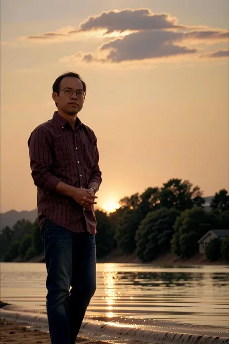 best quality, ultra high res, (photorealistic:1.4),shirt,masterpiece, blurry background,1boy,standing ,(looking at viewer),  <lora:liuzifeng:0.8>