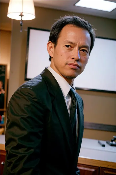 best quality, ultra high res, (photorealistic:1.4),bareheaded,BlackTang suit, whiskers,masterpiece, blurry background,1boy,standing ,(looking at viewer), <lora:liuzifeng:0.6>