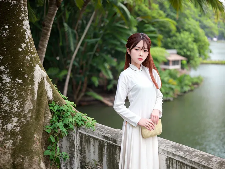 (((solo))), (((ultra photorealistic))), (((hyperrealistic))), high quality RAW color professional (((half body))) (portrait photo) of a Vietnamese girl 18 years old, ((hyperrealistic aodainu<lora:AoDaiNu_V6_LoCon:1>)), wearing ((yellow aodainu)) clothes with ((white (long pants))), long dress, (stand on the ancient city), (hyperrealistic the ancient city background), ((detailed full lips)), ((hyperrealist high detailed hair)), (looking at viewer:1.331), ((visible pores:0.3)), ((high detailed skin:0.9)), (Pale skin oily wet moist shiny sweat:0.8), (uneven skintone veins pale complexion:0.9), seduce sexy pose, intense, modelshoot style, artesian, DSLR, DLSR, art photographer, photographed on a FUJIFILM GFX 100S Camera, Fujifilm GF 63mm lens, F/6 aperture, tele angle, RAW photo ((ultra-detailed)), highly detailed (analog photography), (film grain:0.5), sharp outline, (((sharp focus on face))), (depth of field), POV, 8K, UHD, key light, backlit, diffused soft light, soft lighting, lens flare, natural warm lighting, light from above, (strong front main lighting), crystal clear, high res, photorealistic, depth layering, physically-based rendering, (Ultra detailed)