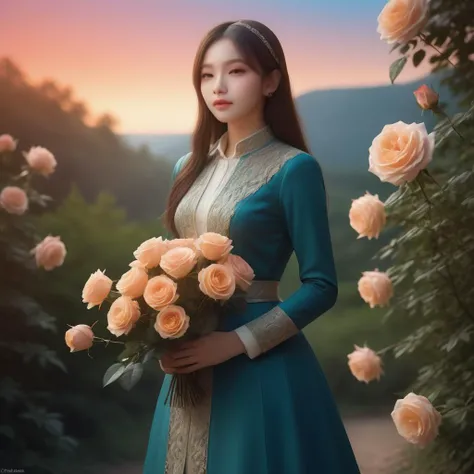 <lora:SDXL coco800:0.8>
1girl,solo,full body,
spring, in a traveler's costume, holds a bouquet of rose in girl hand, walking through the forest, sunrise, cute, adorable, vintage, art, fairytale, storybook detailed illustration, cinematic, ultra highly detailed, tiny details, beautiful details, mystical, luminism, vibrant colors, complex background, stunning, energy, molecular, textures, iridescent and luminescent scales, breathtaking beauty, pure perfection, divine presence, unforgettable, impressive, breathtaking beauty, volumetric light, auras, rays, vivid colors reflects, magnificent, celestial, ethereal, epic, magical, dreamy, chiaroscuro, atmospheric lighting,