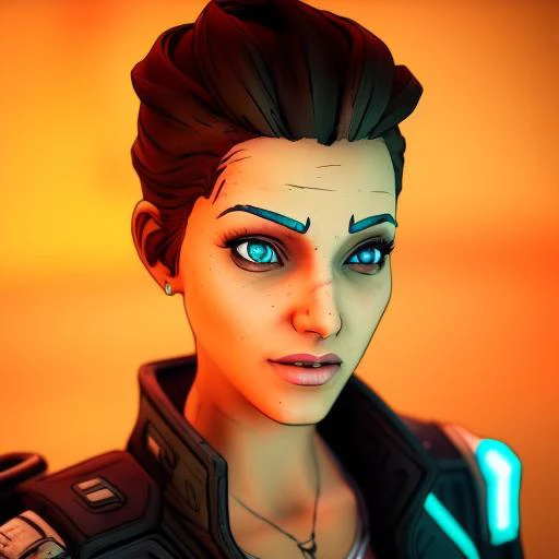 borderlands style, sexy woman , 3D, 3d art, 4k