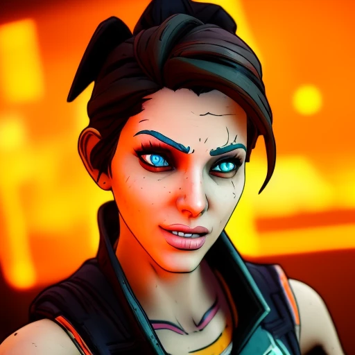 borderlands style, sexy woman , 3D, 3d art, 4k,