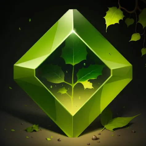 masterpiece, best quality, <lora:FantasyIcons_Gemstones:0.8>,
gemstone, green gem, glowing gem, nature, leaves, ivy, vines, (leaf inside glass:1), dirt,