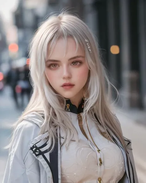 (masterpiece), (extremely intricate:1.3), (realistic), portrait of a Swedish girl, 18 years old, the most beautiful in the world, pretty, beautiful, feminine, excellence, red eye color, (white uniform), white hair, upper body, shadow play, castle hallway, professional photograph of a stunning woman detailed, sharp focus, dramatic, award winning, cinematic lighting, octane render, unreal engine, volumetrics dtx, (film grain, bokeh, blurry foreground, blurry background), IWS2000, <lora:IWS2000(GirlsFrontline):1>