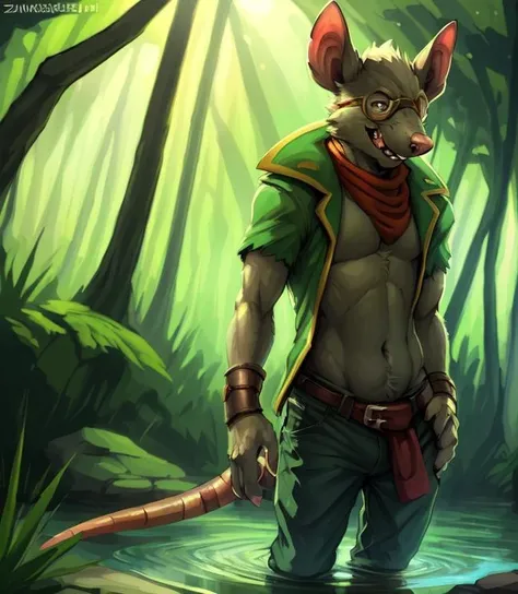 <lora:twitch:0.8>, NSFW,8k hd,masterpiece, (by zackary911, by darkgem), by syuro, (by kenket), by Pino Daeni, by Ruan Jia, by Shiitakemeshi, by Alayna Lemmer, by Carlo Galli Bibiena, ((twitch, anthro, rat, with light brown fur, wearing clothing)), soft fur, (((detailed fluffy fur))),detailed eyes, detailed face, sharp focus detail, detailed fur,fluffy chest , (beautiful), ((standing at beautiful forest and water during sunny day)), (detailed background, depth of field, half body shadow, sunlight, ambient light on the body),