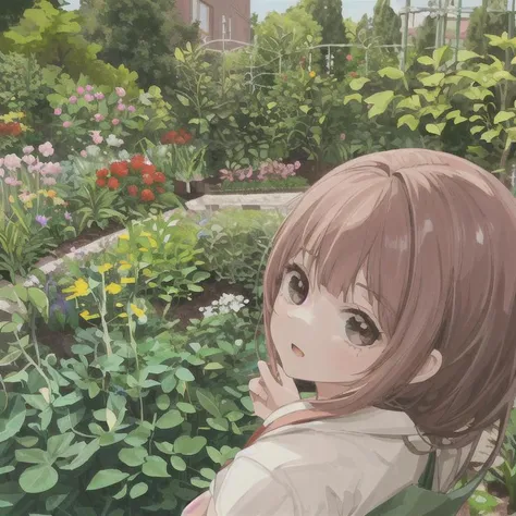 student in garden