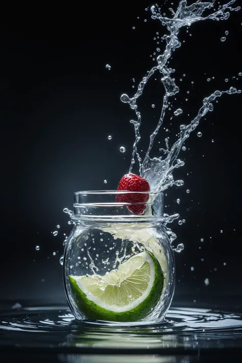 ((masterpiece)), (best quality), official art, extremely detailed CG, unity 8k wallpaper, vivid color, perfect lighting, best illumination, sharp focus, (splash water:1.3), air bubble, water drop, splashing,
fruit, in jar,
<lora:20240113-1705136141854:0.55>,