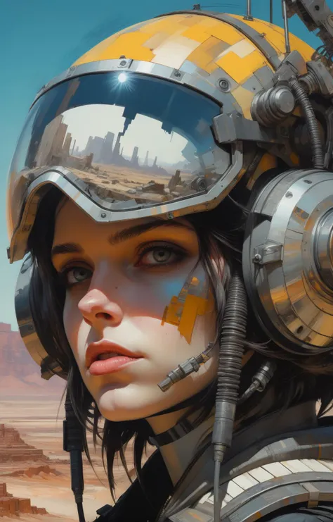 girl, masterpiece, solarpunk, casey childs, close up, desert constructivist glitch art,best quality, close up,Jim Mahfood,hyper detailed <lora:add-detail-xl:1>