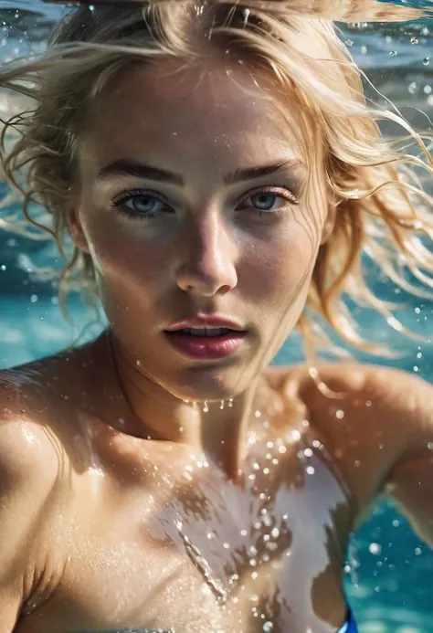 highspeed shot, a 30 years old woman with blonde hair plops into the crystal clear water to the half, the water splashes up, the moment is captured, close-up, photorealistic, bright lighting, depth of field, beautiful light and shadow design
intense, photorealistic lighting and cinematic lighting quality, (sharp focus), backlighting, photo realistic, highly detailed,
a colorized photo, RAW format, 8K photorealistic image, superflat, 4k, ultra hd, high resolution , UHD, shot with a professional DSLR camera like Fujifilm XT3, Sony A7IV, Nikon D850, Sony A9 II, Canon EOS R5,
The final image should be a professional, award-winning masterpiece with (sharp focus:1.2),, (intricately detailed, hyperdetailed), HDR, (extremely detailed 8k wallpaper), high quality, intense, intricate, highly detailed, octane render, fine detail, ultra realistic, crisp, super sharp, studio quality, masterpiece, best quality, UHD, Film grain, photorealistic, trending on cg society