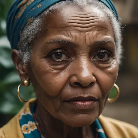 photoshoot, cinematic photo analog style portrait of an Close-up photography of the face of a tanzanian old woman with Natural brown High and tight haircut hair , (by Alyssa Monks:1.1), by Joseph Lorusso, by Lilia Alvarado, beautiful lighting, sharp focus, 8k, high res, (pores:0.5), (sweaty:2), glossy, oily skin, ((detailed face)), Masterpiece, Nikon Z9, Award - winning photograph . wes anderson , still from stanley kubrick moviem photograph, film, bokeh, professional, 4k, highly detailed