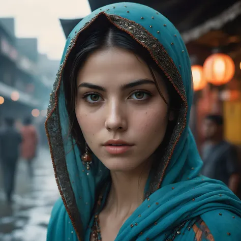 photoshoot, android afghan girl photography by Steve McCurry in cyberpunk style,cyberpunk urban scenery,150mm,dlrs,robotic parts,beautiful neon soft light,bioluminescent tattoos,vibrant details,explicit soft mist,beautiful masterwork by head of prompt engineering . 4k, highly detailed. skin imperfections, freckles, detailed skin texture, natural skin texture, detailed cloth texture, ((detailed face)), beautiful detailed perfect face, perfect face, (high quality, best quality:1.3), Extremely high-resolution, photographic, lifelike, 8k, photo-realistic, amateur photo, UHD, cinestill 800 tungsten , cinematic photography by sofia coppola, Nikon D850 film stock photograph Kodak Portra 400 camera f1.6 lens