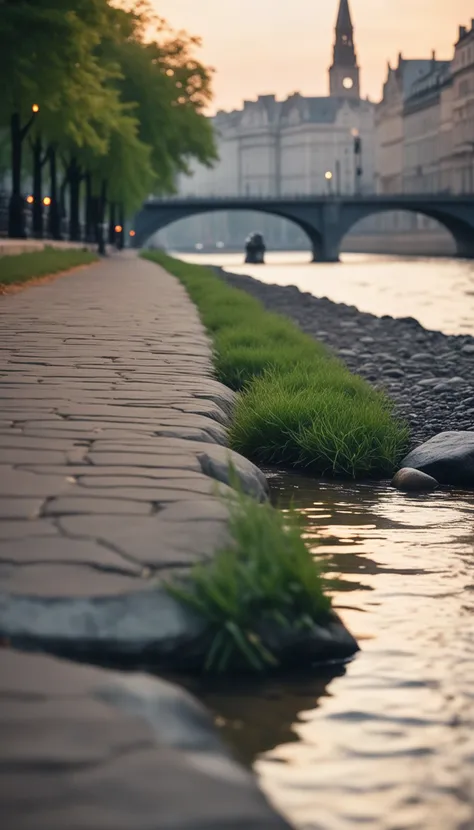 cinematic photo of a city by the river, 35mm photograph, film, bokeh, professional, 4k, highly detailed