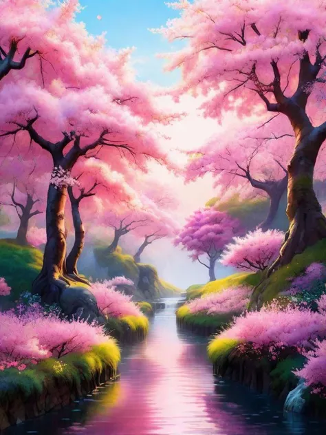 hyperrealistic art ethereal fantasy concept art of A mystic landscape bathed in the soft hues of dawn, featuring a majestic sakura with delicate petals in the gentle breeze, ethereal world, with vibrant colors and whimsical charm, A winding bambu path leads through the grove, cotton candy flora, vaporwave , i ching, zen
,<lora:LCM_LoRA_Weights:1> . magnificent, celestial, ethereal, painterly, epic, majestic, magical, fantasy art, cover art, dreamy . extremely high-resolution details, photographic, realism pushed to extreme, fine texture, incredibly lifelike