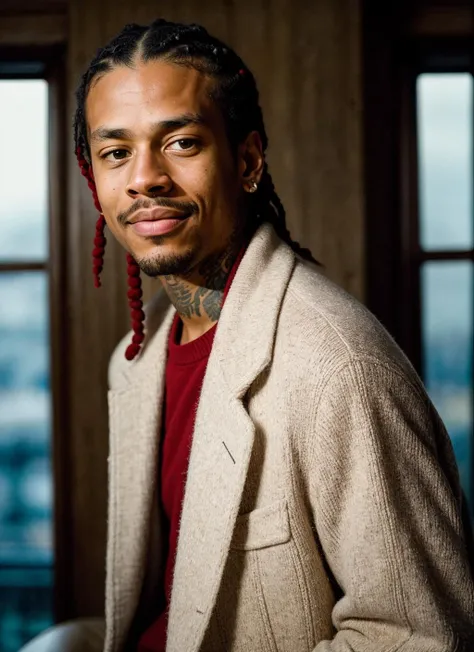 RAW photo of 20 years old alleniverson-ti, natural lighting, 8k uhd, dslr, high quality, film grain, Fujifilm XT3, <lora:add_detail:0.7>, by Peter Lindbergh, christmas theme, young