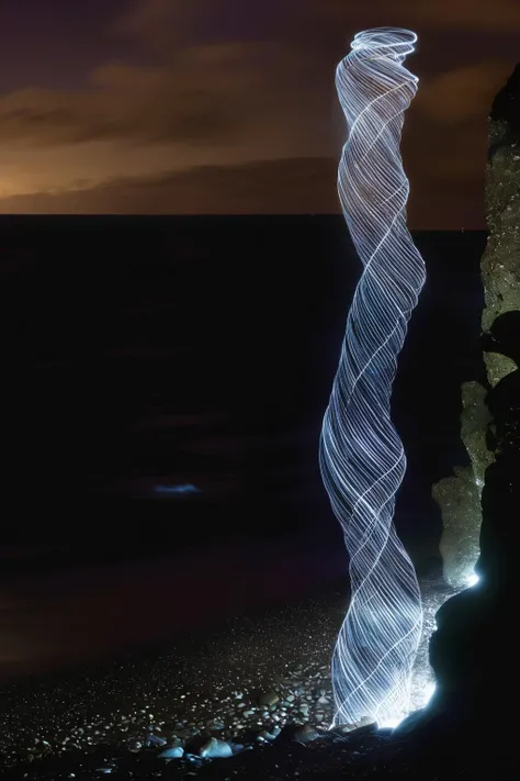 <lora:Photographer Martin Kimbell Style:1>Photographer Martin Kimbell Style - a long exposure photo of a stream of light on a rocky beach near the ocean