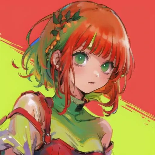 green hair, red hair, green and red hair