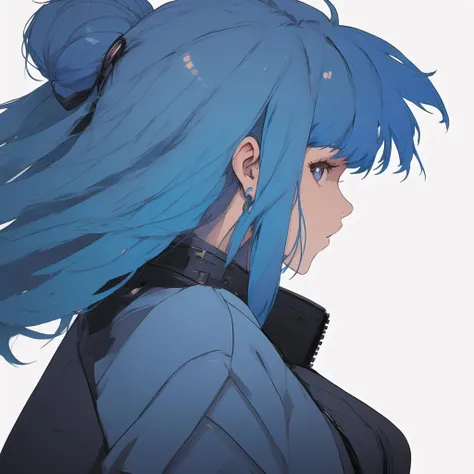 <lora:58390:0>, <lora:heroes:2>, girl, side view, blue hair