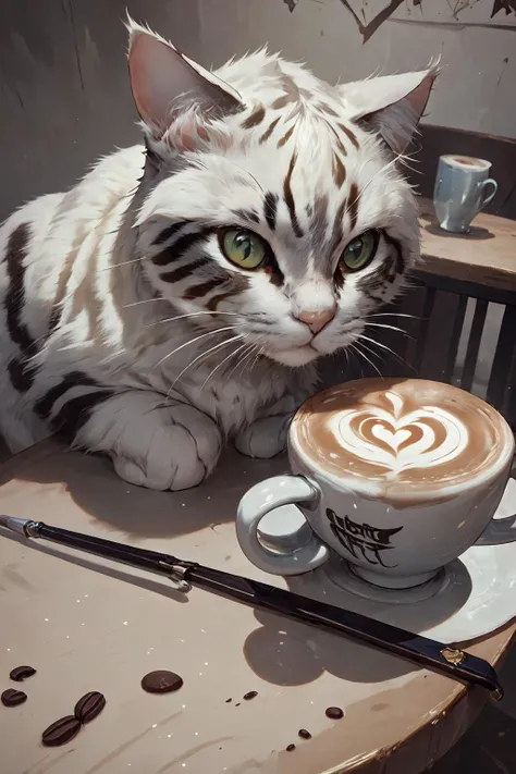 masterpiece, best quality,
realistic aesthetic photo, pore and detailed, intricate detailed, (((latte art))), a cup of coffee on the table, (((a cute cat)),
insane details,<lora:add_detail:0.7>, <lora:GoodHands-beta2:1>