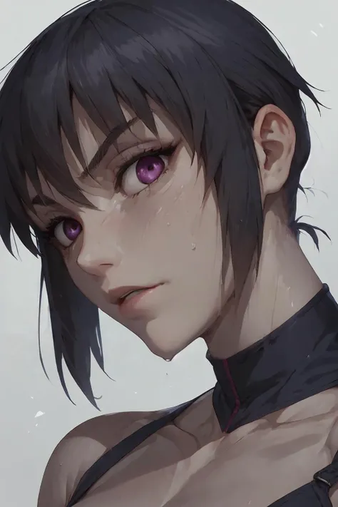 WizV2, 1girl, solo, portrait, upper body, looking at viewer, m40m3l1ss4, black hair, short hair, purple eyes <lora:mao-melissa:0.5>