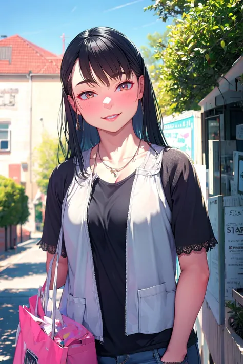 (masterpiece:1.3),(highly detailed:1.3),(highres:1.1),best quality,Ultra-detail,1girl,solo,outdoors,day,casual,looking at viewer,happy,<lora:kum_style:1>,