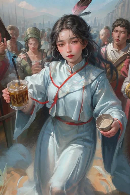 a profestional picutre of 1man, <lora:NativAm:0.7> nativam, feather, traditional dress ,Tavern Brawler's Boast: Description: In a bustling tavern, the brawler stands on a table, arms raised in a triumphant pose. Their allies cheer them on as they boast of their legendary feats. A tankard of ale is clutched in one hand, and their laughter echoes through the establishment.,camera angle from above and portrait, ((photorealism)),unreal 5 daz,perfectly drawed hands,perfectly drawed face,perfect body,extremely detailed artgerm greg rutkowski greg,((ultrasharp)),((masterpiece)),((best quality)),((ultradetailed)),((intricated details)),ultradetailed character,detailed face,intricated face details,<lyco:GoodHands-beta2:1>,extremaly detailed background,perfectly detailed face,character focus,intricated details of face,fFaceDetail <lora:add_detail:0.7> ultra realistic,32k,RAW photo,(high detailed skin:1.2),(8k uhd:1.1),dslr,soft lighting,high quality,film grain,(beautiful and aesthetic:1.2),(extremely detailed:1.1), perfect face