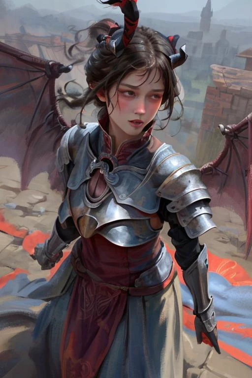 a profestional picutre of 1man, <lyco:SuccubusT lycoris:0.7> succubus, wings, horns, tail, delicate armor, ,Battlefield Commander's Orders: Description: On a hill overlooking the battlefield, the commander stands with arms crossed behind their back. They survey the chaos below, barking orders to their troops. Their demeanor is calculated and resolute, embodying the weight of their responsibility for the lives in their charge.,camera angle from above and wide shot, ((photorealism)),unreal 5 daz,perfectly drawed hands,perfectly drawed face,perfect body,extremely detailed artgerm greg rutkowski greg,((ultrasharp)),((masterpiece)),((best quality)),((ultradetailed)),((intricated details)),ultradetailed character,detailed face,intricated face details,<lyco:GoodHands-beta2:1>,extremaly detailed background,perfectly detailed face,character focus,intricated details of face,fFaceDetail <lora:add_detail:0.7> ultra realistic,32k,RAW photo,(high detailed skin:1.2),(8k uhd:1.1),dslr,soft lighting,high quality,film grain,(beautiful and aesthetic:1.2),(extremely detailed:1.1), perfect face