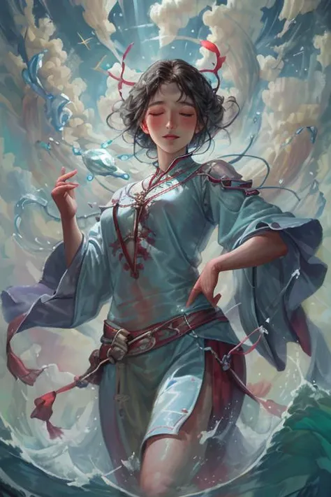 a profestional picutre of 1man, <lora:Concept - Hydromancer:0.7> a powerfull wizard , hydr0mancer, casting water magic ,Healer's Benediction: Description: The healer stands with hands gently clasped before them, palms upward. They emanate an aura of calm and serenity as they channel healing energy. Soft, radiant light envelops their hands, ready to mend wounds and mend allies' spirits. Their eyes are closed, and they maintain a tranquil smile, focusing their intentions on aiding their companions.,camera angle from below and focus on face, ((photorealism)),unreal 5 daz,perfectly drawed hands,perfectly drawed face,perfect body,extremely detailed artgerm greg rutkowski greg,((ultrasharp)),((masterpiece)),((best quality)),((ultradetailed)),((intricated details)),ultradetailed character,detailed face,intricated face details,<lyco:GoodHands-beta2:1>,extremaly detailed background,perfectly detailed face,character focus,intricated details of face,fFaceDetail <lora:add_detail:0.7> ultra realistic,32k,RAW photo,(high detailed skin:1.2),(8k uhd:1.1),dslr,soft lighting,high quality,film grain,(beautiful and aesthetic:1.2),(extremely detailed:1.1), perfect face