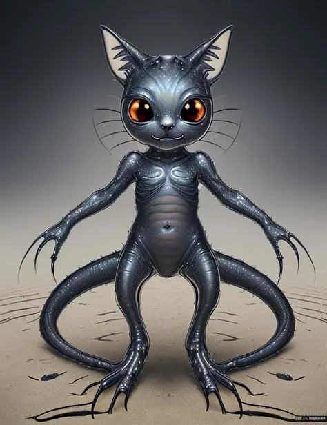 ((best quality)), ((masterpiece)), ((realistic,digital art)), (hyper detailed), shoyru Tiny Alien Augmented Terrifying Irregular, Quadrupedal Armless, Flippers, Curved-Tailed, Slick Skin, Cat Ears, , 8K, HDR, <lora:Shoyru:0.75>
