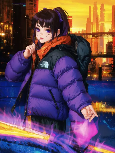 mastrepice, best quality, TNFPURPLE, 1girl, tnf, <lora:TNFFUNF:0.7>