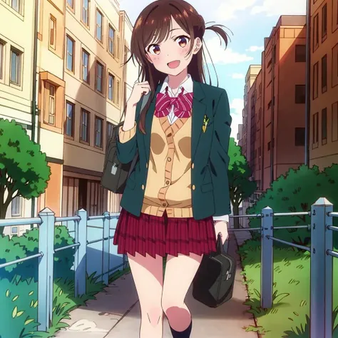 masterpiece,highres,high quality,extremely detailed,solo,
<lora:ChizuruMizuhara001:0.7>,looking at viewer,smile,open mouth,
ChizuruMizuhara,1girl,
half updo,
school uniform,blazer,open clothes,collared shirt,striped bowtie,sweater vest,
plaid pleated miniskirt,
black socks,
standing,
school bag,
holding,hand up,head tilt,