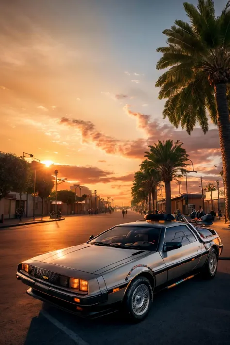 <lora:DeLorean_v1-000009:1> masterpiece, photorealistic highly detailed 8k Panning Shot of a Vibrant Sunset, best cinematic quality, volumetric lighting, bfdlrn, full of busy people in Tropical Bird Sanctuaries