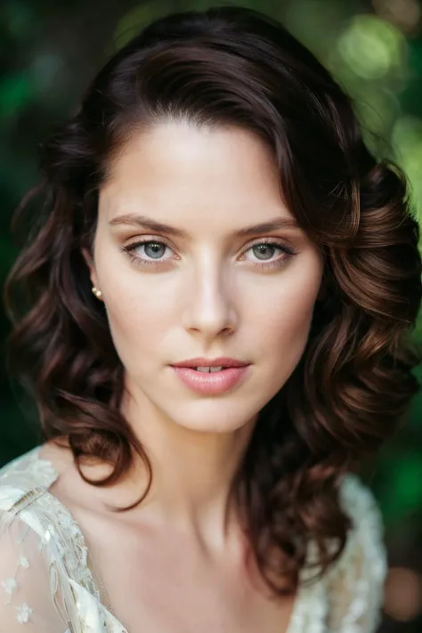 (masterpiece, best quality, high resolution:1.4), 1girl, angel, skin pores texture, Hair black extra long curly, HD , Photography, movie, cinematic, half Body, Realistic, (8k, RAW photo, best quality, masterpiece:1.2), (realistic, photo-realistic:1.33), best quality, detailed eyes blue, cute,natural lighting, depth of field, film grain, wrinkled skin, sharp, detailed and realistic portrait of a woman ,(freckles:0.5) , outside, wearing a white silk lace dress, staring at camera, chapped full lips, soft natural lighting, portrait photography, magical photography, dramatic lighting, photo realism, ultra-detailed, intimate portrait composition, Leica 50mm,