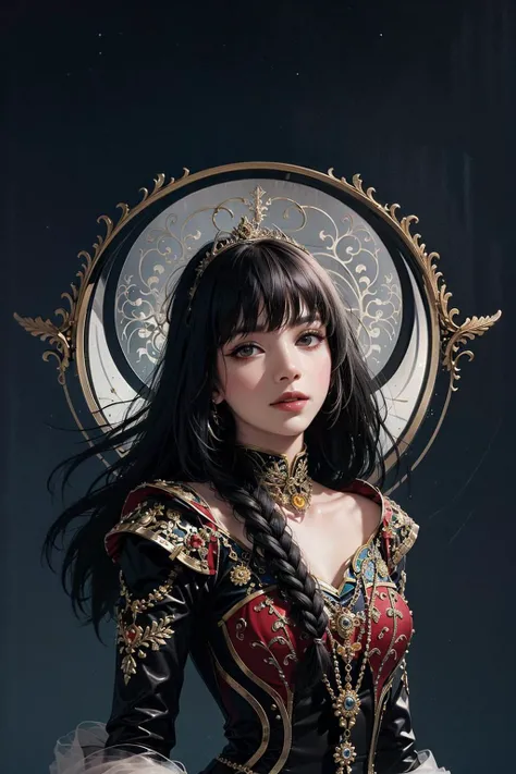 official art, unity 8k wallpaper, ultra detailed, beautiful and aesthetic,masterpiece, best quality, (zentangle, mandala, tangle, entangle), (fractal art:1.3) , 1girl, smile, (long hair:1.31), solo, upper body, ((royal princess outfit)), extremely detailed, (dynamic pose), the most beautiful form of chaos, elegant, a brutalist designed, vivid colours, romanticism, by james jean, roby dwi antono, ross tran, francis bacon, michal mraz, adrian ghenie, petra cortright, gerhard richter, takato yamamoto, ashley wood, atmospheric