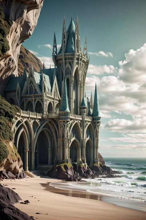 photograph, cinematic color grading, <lora:EnvyElvishArchitectureXL01:0.75> elvish architecture, scifi, fantasy, Coastal Strand<lora:EnvyBetterHiresFixXL01:0:hr=1>