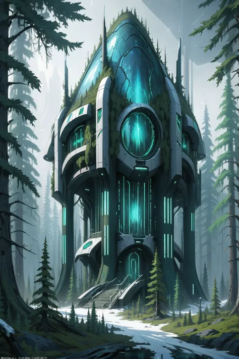 <lora:EnvyElvishArchitectureXL01:5>scifi, Boreal Forest (Taiga)<lora:EnvyBetterHiresFixXL01:0:hr=1>