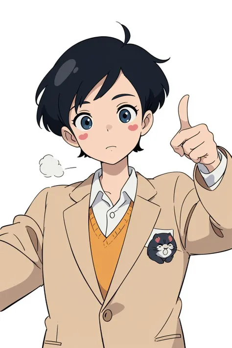 ((sticker design, white background)), men, short hair, suit jacket, (masterpiece, best quality:1.6), pom poko, Foggy conditions, Sweden, pointing at you, Great,