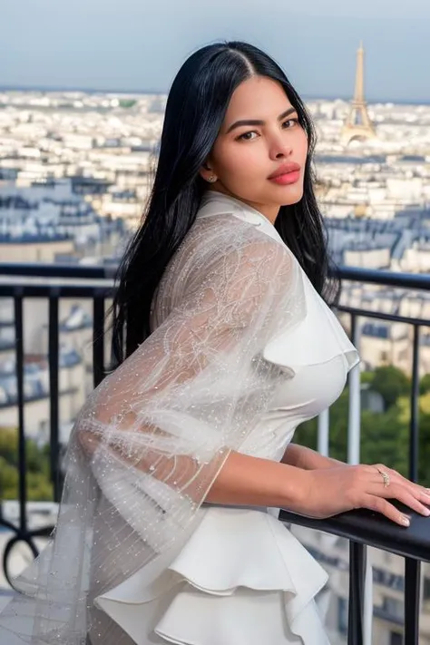 DEN_kimberly_delgado,
(standing on a balcony wearing an (elegant outfit:1.3), Paris scene, Eifel tower, balcony railing, balcony, City scape, scenic:1.2),
bokeh, f1.4, 40mm, photorealistic, raw, 8k, textured skin, skin pores, intricate details <lora:epi_noiseoffset2:1>, epiCRealism <lora:ClothingAdjuster3:-1>