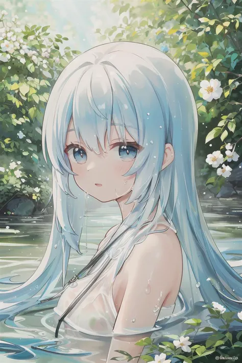 (masterpiece:1.2),best quality,Colorful portraits,multicolored,masterpiece,best quality,((an extremely delicate and beautiful)),floating,(detailed wet clothes),(detailed light),feather,nature,(sunlight),river,floating palace,beautiful and delicate water,(bloom),(shine),(wash painting),(ink s...),