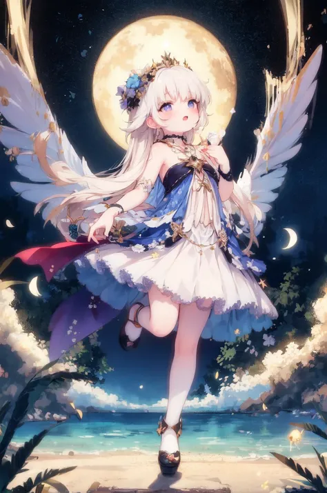 ((masterpiece, high quality, highres, 8k, 4k)), character focus, dynamic pose,
BREAK
Transparent wings, night's embrace,
Fairy dances with gentle grace,
Moonlight shimmers on tranquil lake,
Enchantment's touch, dreams awake.
BREAK
Stars as guides, her path aglow,
Above the waters, a magical show,
Giggles tinkle like distant chimes,
Echoing through enchanted times.
BREAK
Whispers shared with the midnight sky,
Innocence soars, heart up high,
Nighttime's joy, a fairy's flight,
A world of wonder, pure and bright.