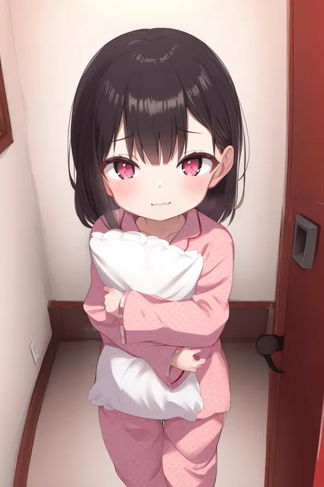 masterpiece,ulrra detail,best quality, girl,pajamas,scared to sleep alone, <lora:ScaredToSleepAlone:0.7>, looking at viewer,from above, <lora:hachikuji-v3:0.7>hachikuji