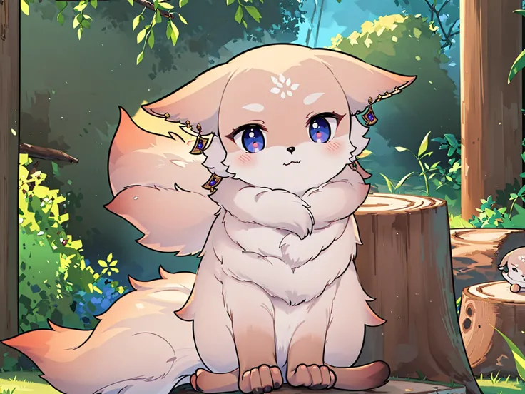 (masterpiece, high quality, extremely detailed, high resolution, cute:1.1),<lora:YaeMikoFox:1.0>, YaeMikoFox , (tilted head:1.1), confused, (peeking from behind log:1.3), (from below:1.2), looking down, dynamic lighting,no humans, fluffy fur,