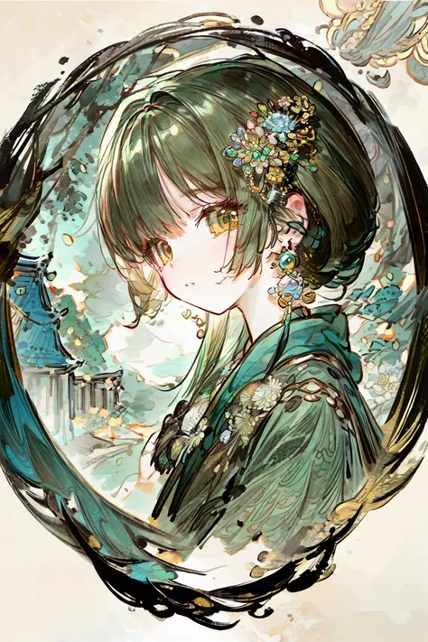 modelshoot style, (extremely detailed CG unity 8k wallpaper), full shot body photo of the most beautiful artwork in the world, english medieval witch, green vale, pearl skin, diamonds, medieval architecture, professional majestic oil painting by Ed Blinkey, Atey Ghailan, Studio Ghibli, by Jeremy Mann, Greg Manchess, Antonio Moro, trending on ArtStation, trending on CGSociety, Intricate, High Detail, Sharp focus, dramatic, photorealistic painting art by midjourney and greg rutkowski, <lora:hairdetailer:0.8>, <lora:more_details:0.4>, <lora:add_detail:0.3>, , <lora:MoXinV1:0.8> shuimobysim, wuchangshuo, bonian, zhenbanqiao, badashanren,