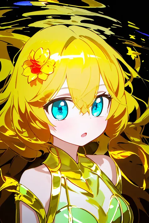 (((masterpiece))),(((best-quality))),(((extremely detailed unity 8k wallpaper))), upper body,extremely detailed face and eyes,(golden hair:1.5),aqua eyes,hair between eyes,medium breasts,(golden:1.5) (silk) (transparent:1.5) dress golden hair ribbon,golden hair flower [underwater:in space:20], <lora:Tonari:0.8>,