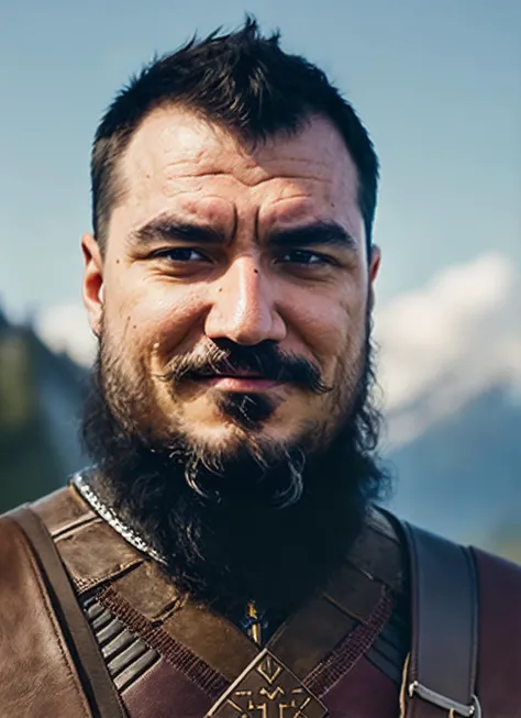 An intricate full color portrait of sks person:1 as (viking warrior), (barbarian),  epic character composition, by ilya kuvshinov, alessio albi, nina masic, sharp focus, natural lighting, subsurface scattering, f2, 35mm, film grain, <lora:locon_kripparian_v1_from_v1_64_32:1.25>