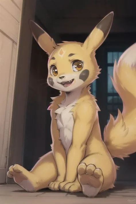 insert erect penis tip squirting cum on renamon. cum streaks all over penis.