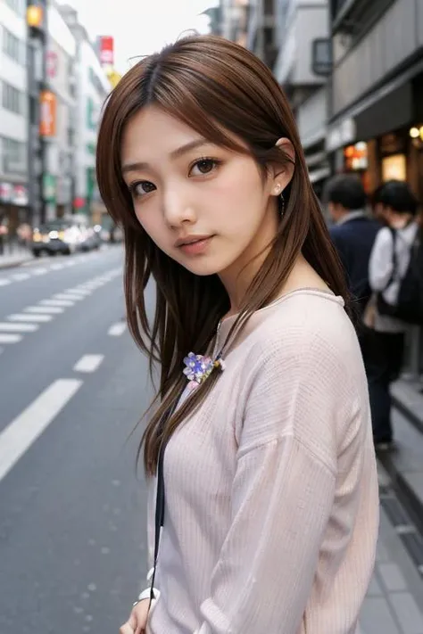 RAW portrait photo, GotouMaki in busy Tokyo streets, fcDetailPortrait