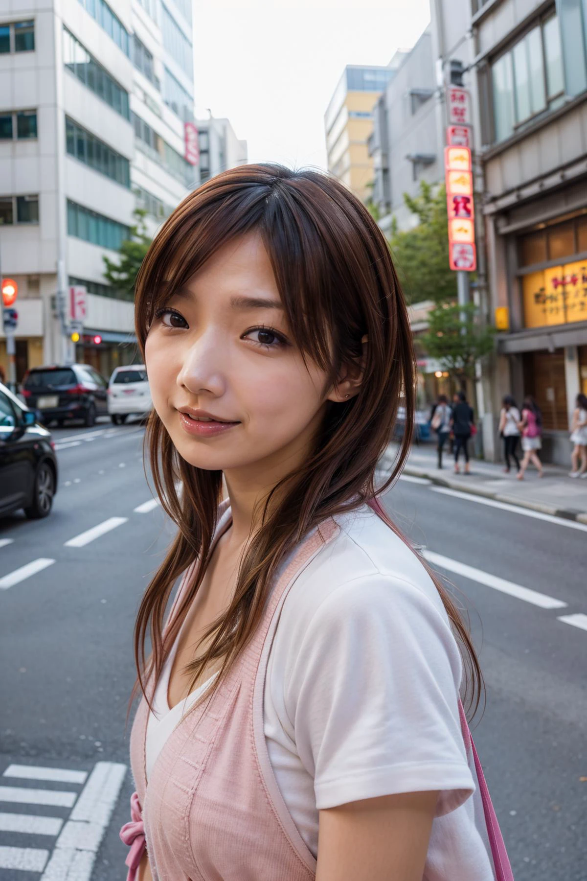 RAW portrait photo, GotouMaki in busy Tokyo streets, <lora:GoMaki_03:0.6> GoMaki_03 <lora:Mild detail adjusterV10_4:1>