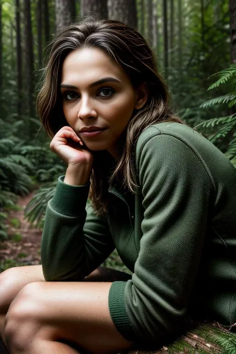 a professional photograph of beautiful(Wh1tn3y:1.1) woman,as a forest ranger,wearing a (fern green) ranger uniform,(sitting on a fallen tree log:1.2),(a raccoon:1.3)nearby,(deer walking behind:1.4),along a hiking trail,in a pine forest,(light streaking through the trees:1.2),babbling brook cascading by,long hair,nature magazine photoshoot,sharp focus,detailed eyes,(highly detailed),(HDR),(8k wallpaper),intricately detailed,highres,absurdres,hyper realistic,8K UHD DSLR,Fujifilm XT3,taken with (Canon EOS 1Ds camera),extremely intricate,dramatic,(looking at viewer),4k textures,elegant,hyperdetailed,PA7_Portrait-MS,<lora:Wh1tn3y_01B-000002:1.0>,