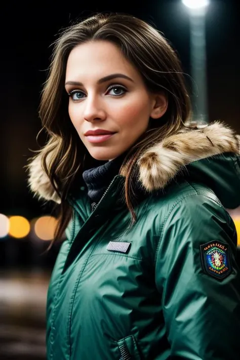a realistic photograph of beautiful(Wh1tn3y:1.1) woman as a beautiful tourist in a dark green parka standing in the snow near the brandenburg gate in berlin,dark night,light flurries,taken with Nikon D850,Nikon AF-S 85mm f/1.4G lens,photo realistic,bokeh,IMAX,(highly detailed),(Award winning),(Masterpiece),(HDR),(8k wallpaper),colorful,vivid color,intricately detailed,looking_at_viewer,highres,absurdres,hyper realistic,UDH,depth_of_field,PA7_Portrait-MS,<lora:Wh1tn3y_01B-000002:1.0>,